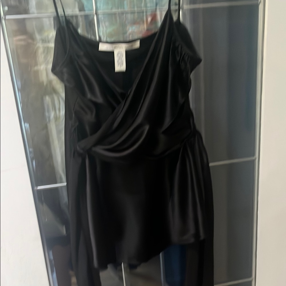 Diane Von Furstenberg Black Silk wrap Top